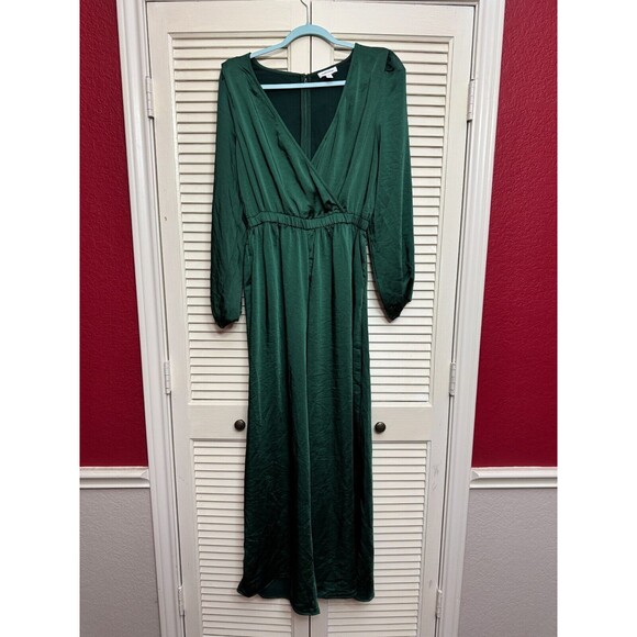 Nordstrom Modal Sleeve Jersey Knit Smocked Maxi Dress Green SZ M - Picture 1 of 6